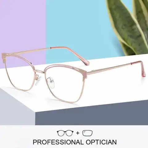 Оправа для очков ZENOTTIC «кошачий глаз», рецептурные женские фотохромные очки с защитой от синего света, металлические оптические прогрессивн...