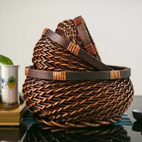 snack storage basket round egg basket woven basket rattan basket sundries steamed bread basket desktop fruit basket
