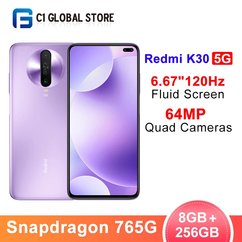 Новейший Смартфон Xiaomi Redmi K30 5G 8GB 256GB Snapdragon 765G четыре ядра 64 мп камера заднего вида 6