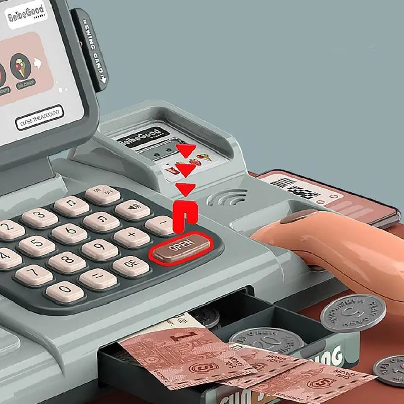 

Children's simulation supermarket cash register toy machine cash play register vending multifunctional house girl set P5Z0