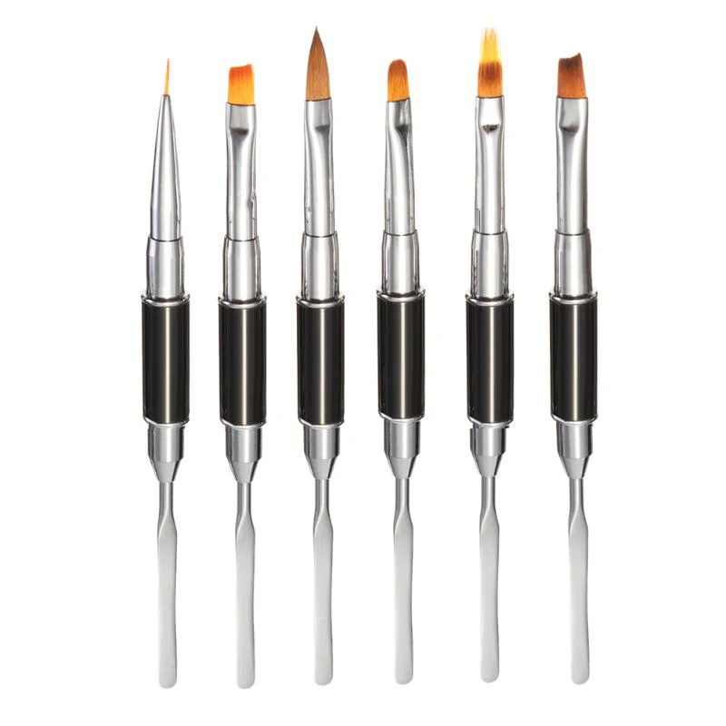 

1Pcs Nail Art Brush Liner Dotting Fan Design Acrylic Builder Flat Crystal Painting Drawing Carving Pen UV Gel Manicure Tool