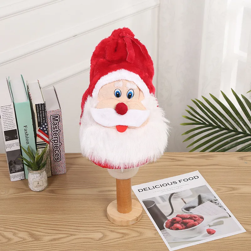 Красный Санта Клаус плюшевая шляпа с изображением старого лица рождественские