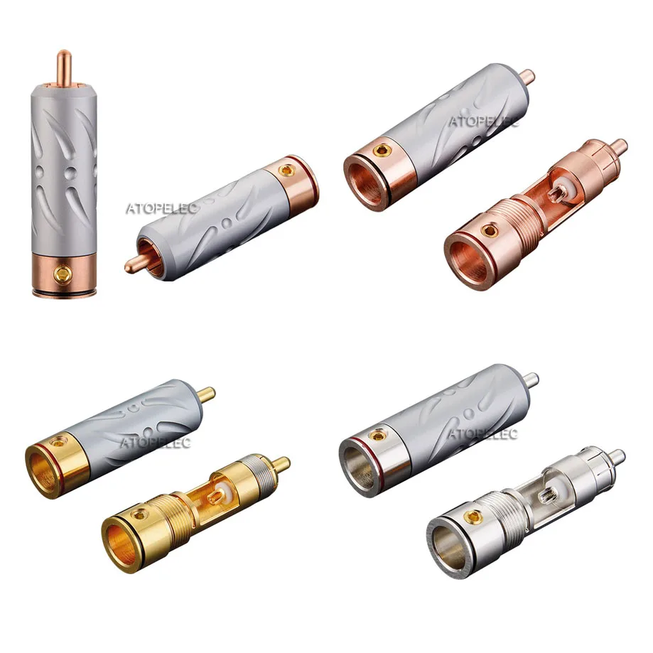 Штекерный разъем RCA Виборг 99.998% чистая красная медь 1 пара позолоченный/родиевый