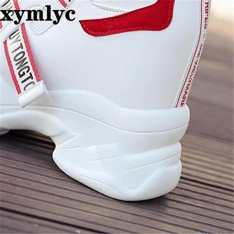 

2020 spring autumn fashion platform shoes with buckle casual sweet sports shoes shallow mouth Femmes Height Increase Shoes White
