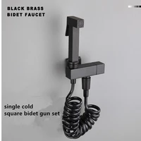 solid brass single cold water corner valve bidet faucets function square hand shower head tap crane 90 degree switch black