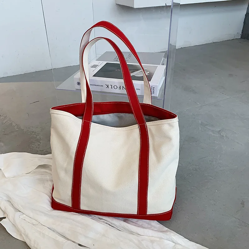 

Fashion Canvas Tote Bag for Women Large Capacity Simple Shoulder Bag Female Big Shopping Purse Travel Bag