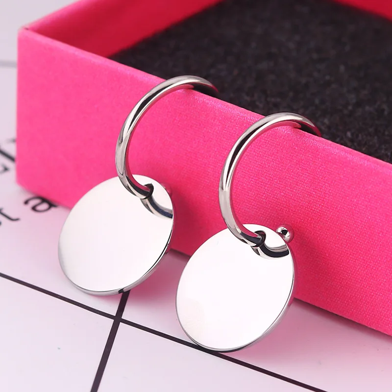 1 пара корейские модные круглые серьги-гвоздики из нержавеющей стали гладкие