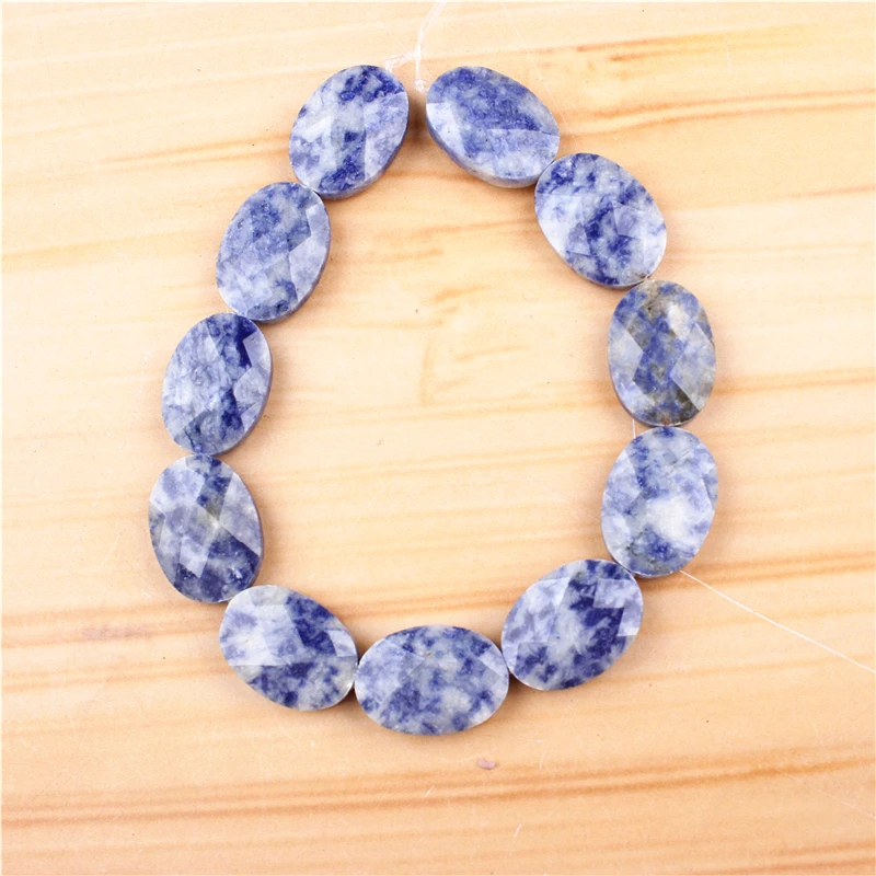 

Blue Dot 16 16MM Natural Gem Round Loose Faceted Beads Flat Beads For Bracelets Necklaces DIY