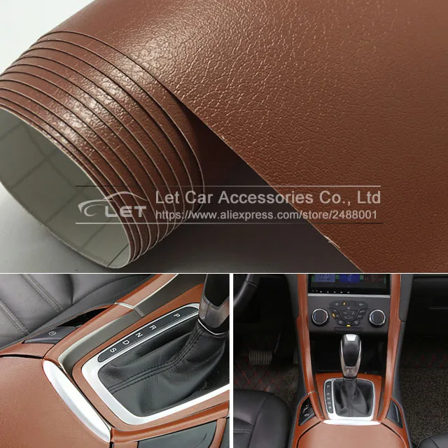 

New Brown Leather Grain Texture Vinyl Car Wrap Sticker Decal