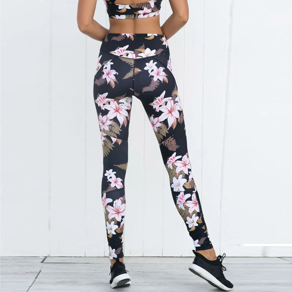 

New 2021 Print Flower Leggings Leggins Plus Size Guitar Legging Thin Nine Pants Fashion Gym Workout Women Clothing Trousers