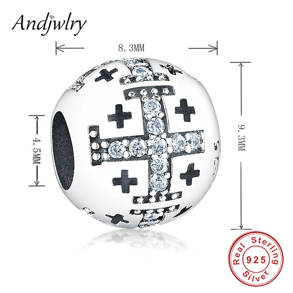 

Fit Original Charms Bracelets 925 Sterling Silver Black Cross White CZ Cystals Beads for Making Berloque DIY Jewelry