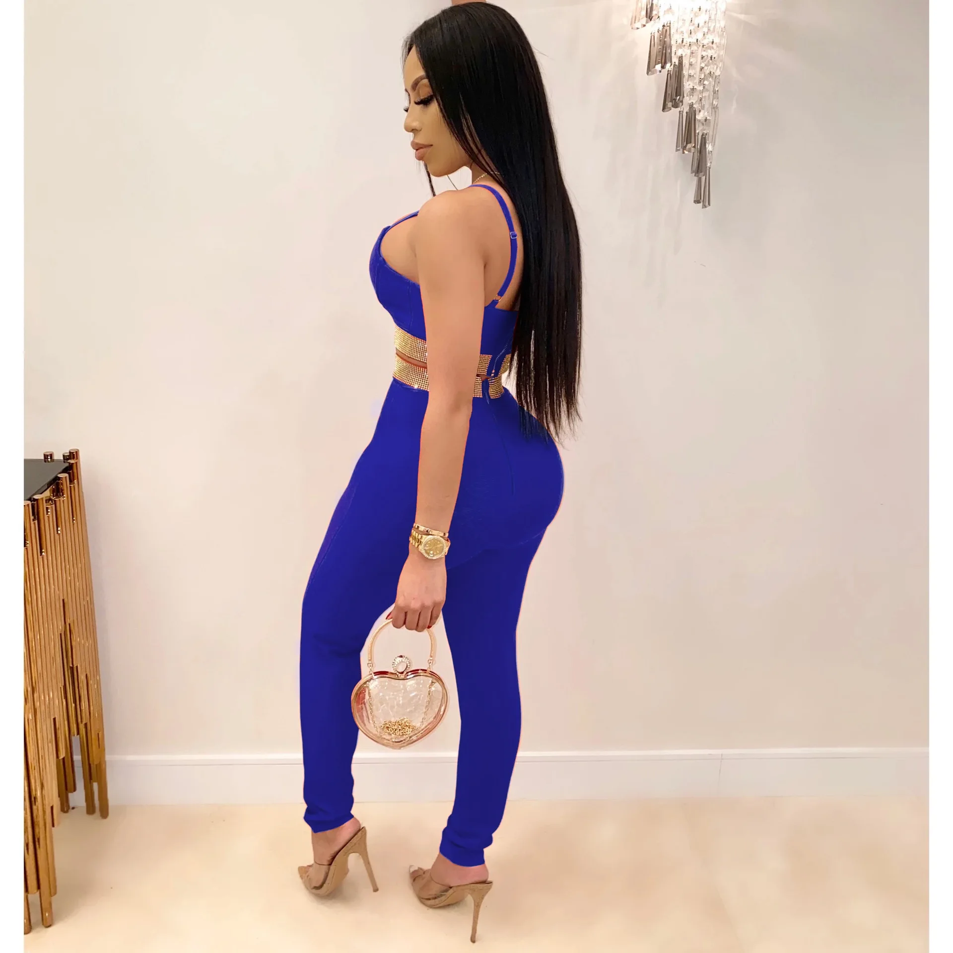 Комплект из двух предметов Женский блестящий однотонный пикантный укороченный