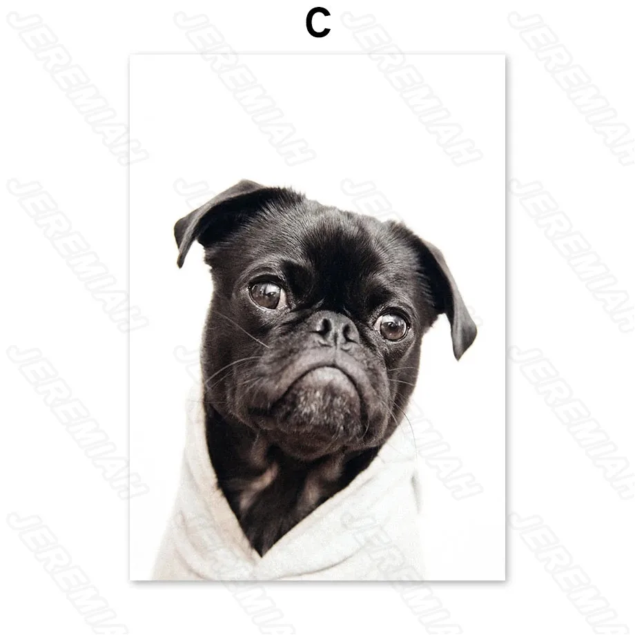 

Decorative Poster Funny Black Dog Wearing a Hat Nordic Style Canvas Print Painting Waterproof Ink Modern Bedroom Wall Sticker