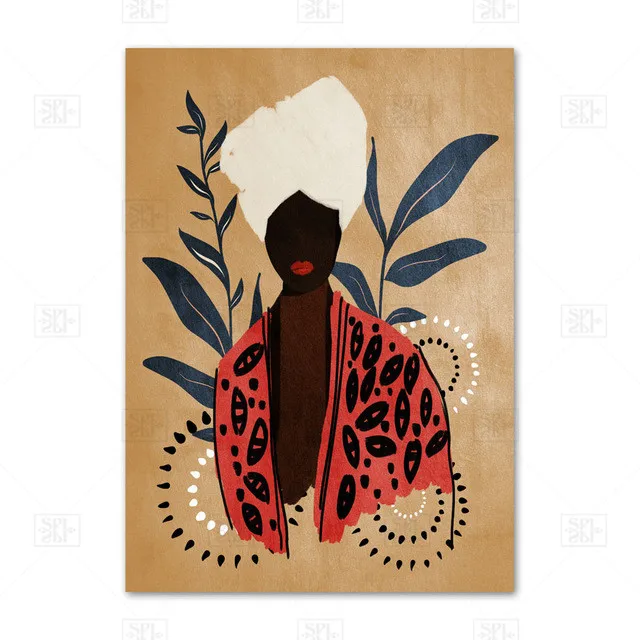 

Wall Art Canvas Painting Africa National Style Girl Abstract Nordic Posters and Prinrts Wall Pictures for Living Room Salon Club