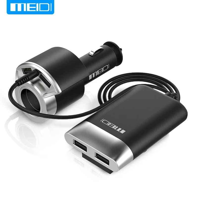 MEIDI автомобильное зарядное устройство 4 порта USB и адаптер для прикуривателя с кабелем 2 м универсальное USB быстрое зарядное устройство для мобильных телефонов и планшетов