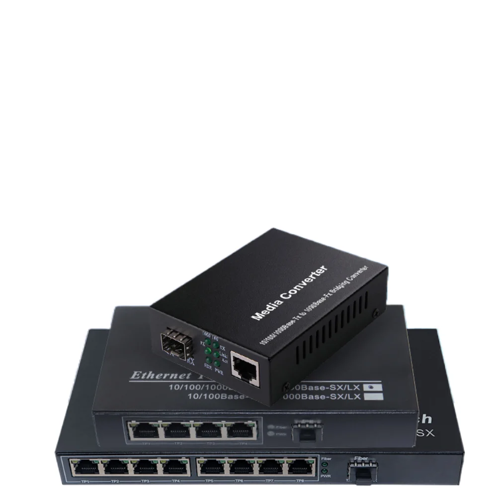 

1000M 1G4E 1 sfp slot fiber 4 8 RJ45 1G4E Gigabit optical Media Converter Ethernet Network Switch fibra optica transceiver