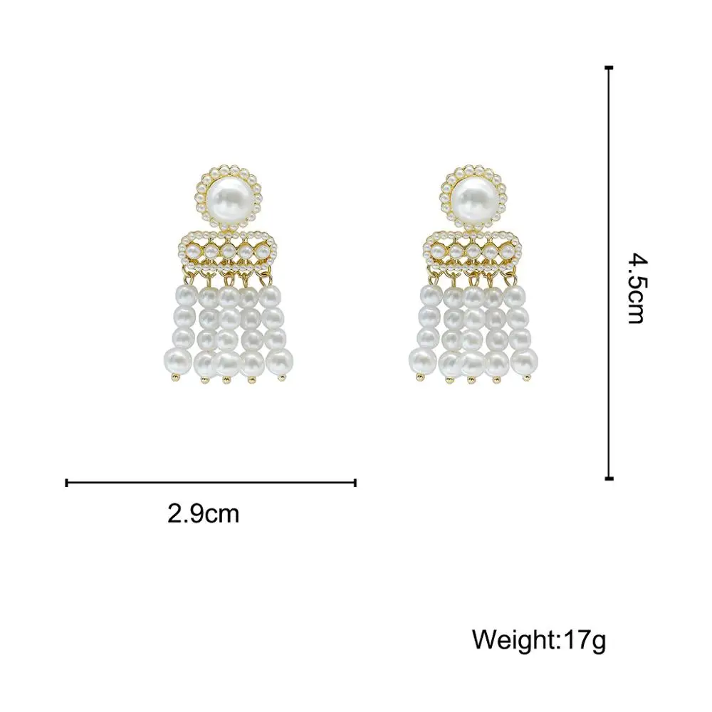 

AMORCOME Bohemian Vintage Baroque Pearls Long Tassel Earrings for Women Geometric Metal Drop Earrings Oorbellen Party Jewelry