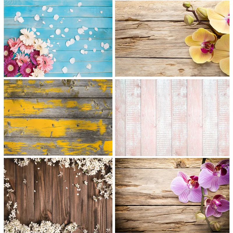 

ZHISUXI Vinyl Custom Photography Backdrops Flower and Wood Planks Theme Photo Studio Background 20203TT-10