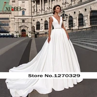 new arrivals fashion wedding dresses ivory a line sleeveless crystal sashes princess wedding gowns vestido de noiva