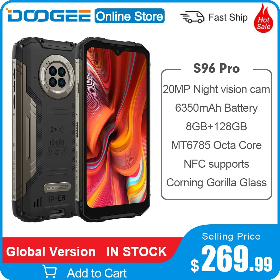 DOOGEE S96 Pro прочный мобильный 8 Гб Оперативная память 128 Встроенная 6 22 &quotHD + 48MP 6350 мА/ч