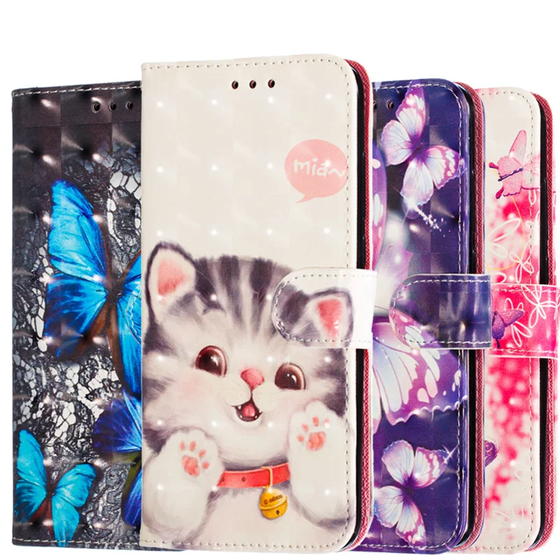 Модные 3D кожаный бумажник чехол для samsung Galaxy A10 A20 A20E A30 A40 A50 S9 S10 J4 J6 A6 A8 плюс A7 2018 S10e