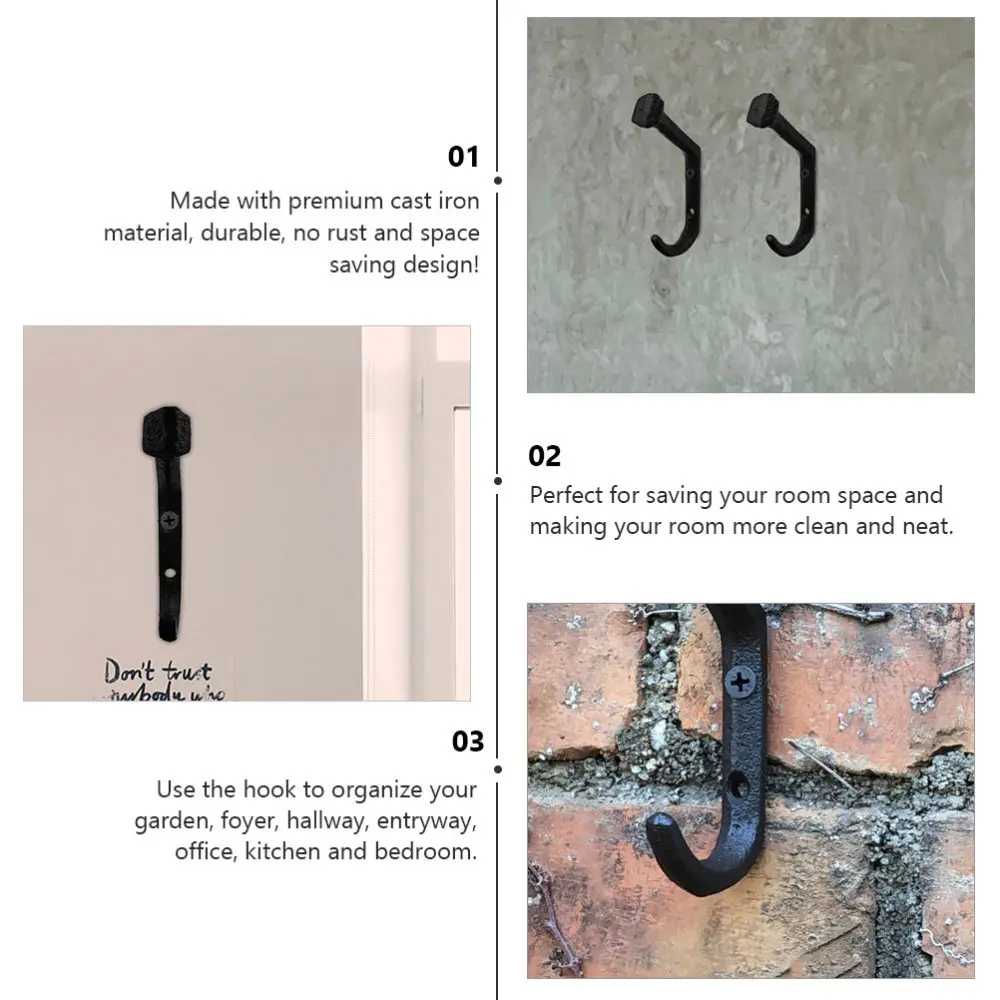 

3pcs Nail Shaped Hook Vintage Wall Hanging Hook Clothes Hanger Wall Mounted Hook