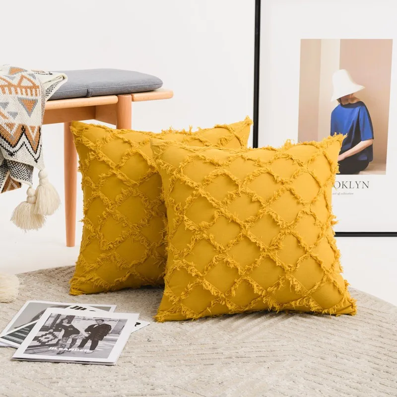 

Cotton Linen Cushion Cover Diamond Cut Flower Pillowcase for Living Room Sofa Decorative Cushion Cover Home Decor Pillow Cases