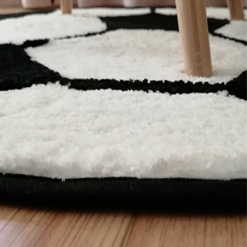 Shaggy Plush Rugs Cartoon Basketball Round Carpet for Living Room Students Dorm Computer Chair Anti-slip Floor Mat Bedroom Rug | Дом и сад