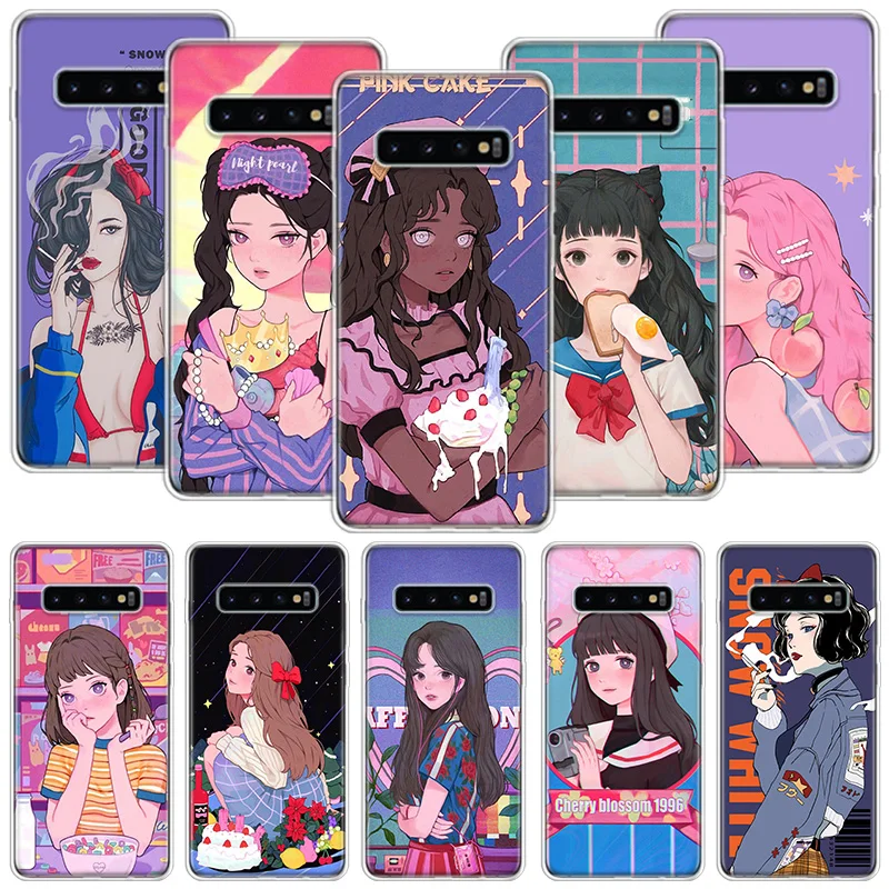 INS Kawaii японский аниме иллюстрация девушка чехол для телефона Samsung Galaxy A50 A70 A40 A30 A20S