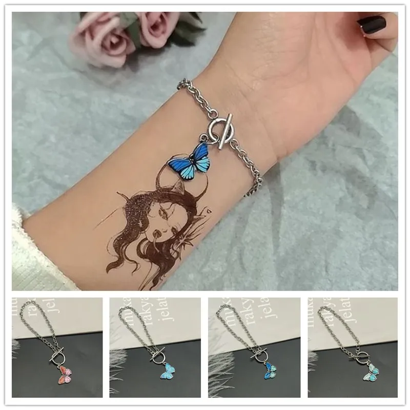 New Fashion Bracelet For Women Pouplar Butterfly Bracelet Blue Red Yellow Colorful Pendant Bracelet Gift For Friend Wholesale