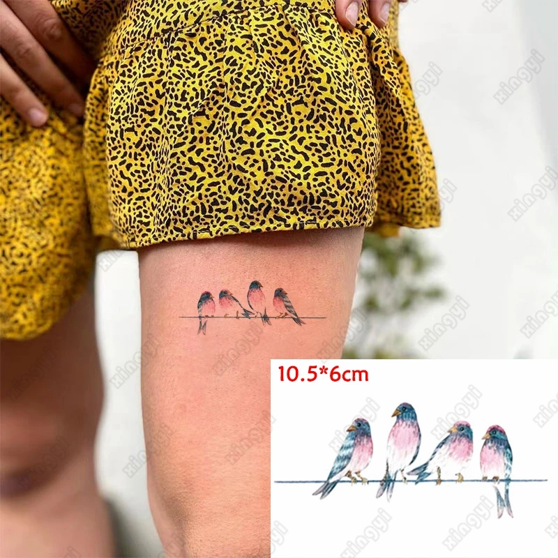 

Водостойкая Временная тату-наклейка, милая птица, панда, динозавр, животные, дети, девочки, тату, переводка воды, искусственная кожа для мужч...