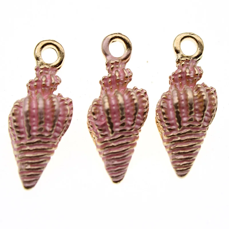 conch pink 10 шт цветные морские капли масла океана Морская звезда раковина Раковины Морская Эмаль Подвески DIY браслет ожерелье серьги ювелирные изделия DIY ремесло - Окраска металла: conch pink