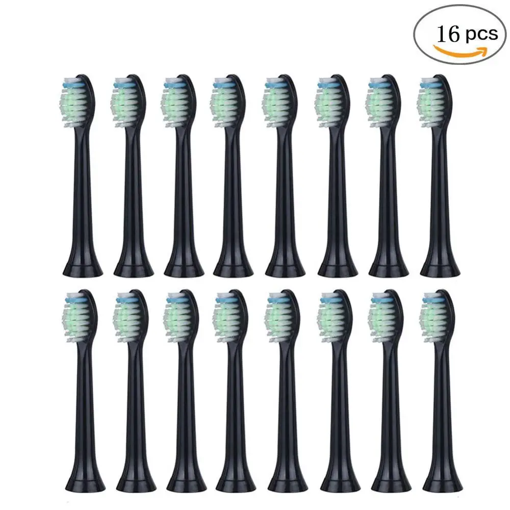 16pcs brush head Сменные насадки для зубных щеток Philips Sonicare Diamond Clean, Sonicare ProtectiveClean, с гигиеническими колпачками, 16 шт. HX6064, черный - Цвет: 16pcs brush head