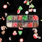 Рождественские украшения искусства ногтя 3D с изображением снеговика и Санта подарки ломтиков из полимерной глины наклейка акриловый Фрезер для ногтей cо шлифовальными советы блестками поддельные аксессуары для ногтей