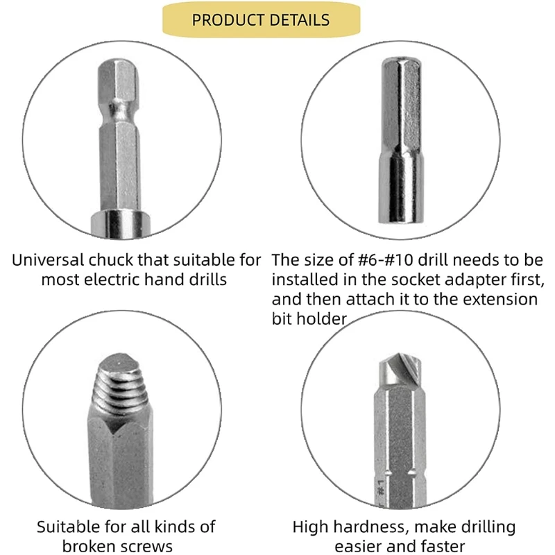 

1 set Drill Damaged Screw Extractor Set Broken Screw Or Bolt Stripped Remover Extractor Drill Bits Out Bolt Stud Remove Tool