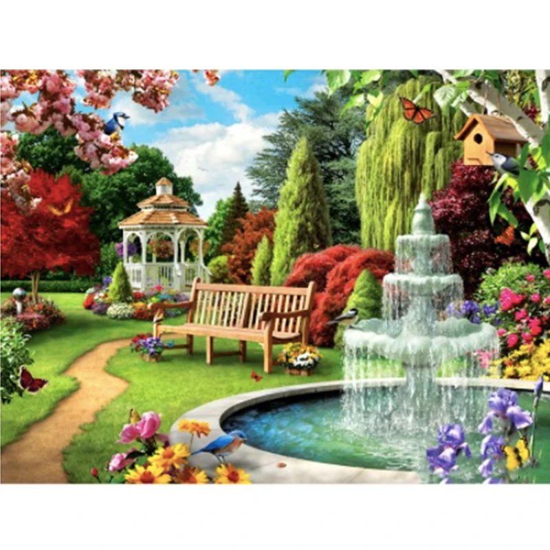 

Diamond Painting Landscape Garden Cross Stitch Drill 5D DIY Full Square Round Rhinestone Embroidery Kit Craft Home Decor Gift