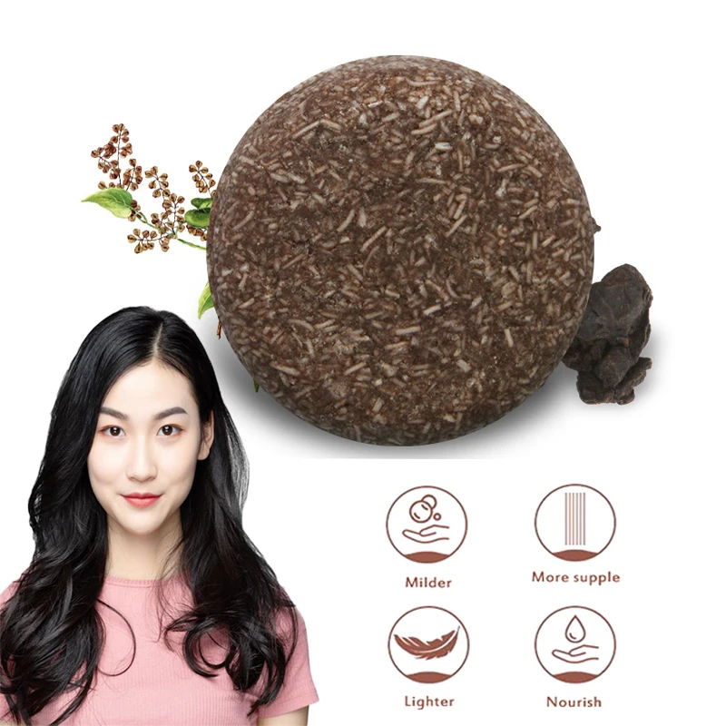 

100% Natural Organic Conditioner Soap Hair Darkening Shampoo Moisturize Repair Gray White Hair Color Dye Treatment Bamboo