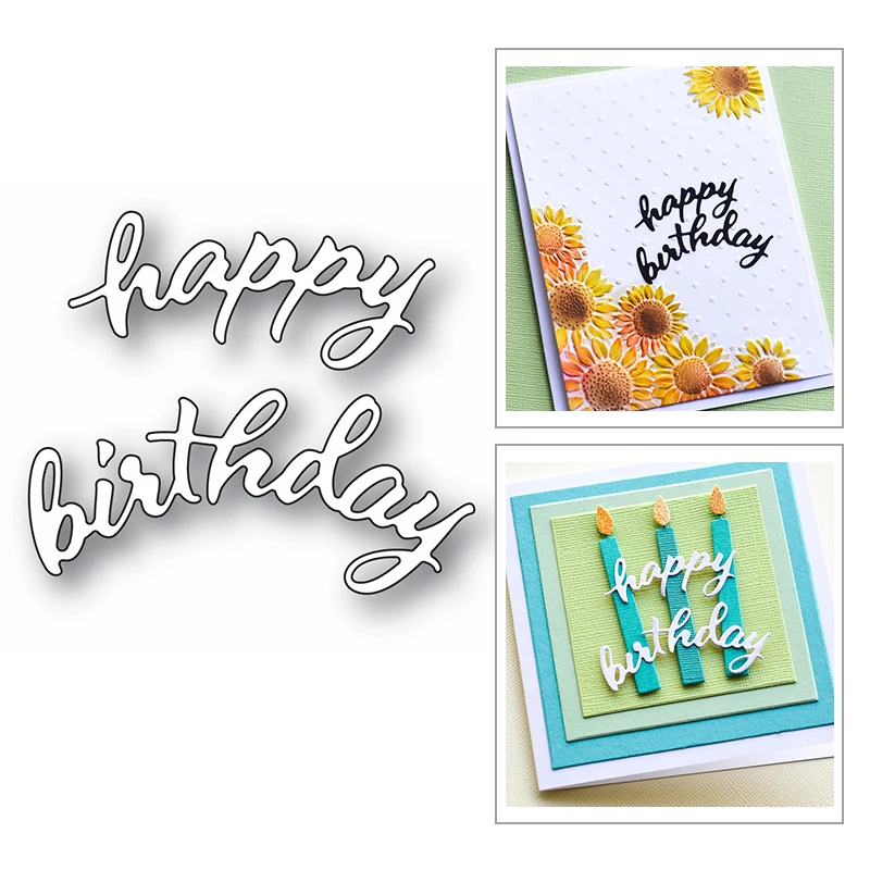 

2020 с днем рождения художественное слово буквы новые металлические штампы для DIY скрапбукинга и тиснения украшения карты без штампов