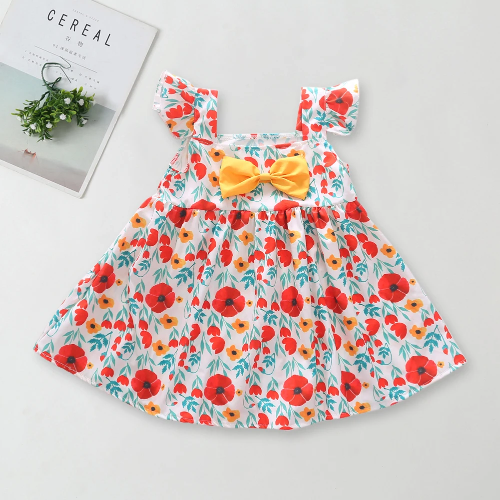 Летние платья для маленьких девочек Мягкие трапециевидной формы без рукавов с