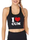 I Love Cum Design майка для взрослых смешной кокетливый принт Йога Спорт тренировки укороченный топ женские топы для спортзала