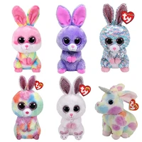 15cm ty big glitter eyes rainbow bunny plush stuffed animal collectible rabbit doll toy christmas birthday gift for boys girls