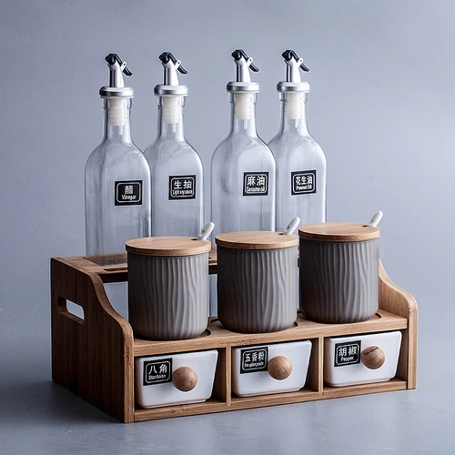 10PCS SET A Керамический горшок для приправ, креативная бутылка для хранения, Скандинавская Бытовая коробка для приправ, емкость для соли, кухонные принадлежности, комбинированный набор - Цвет: 10PCS SET A