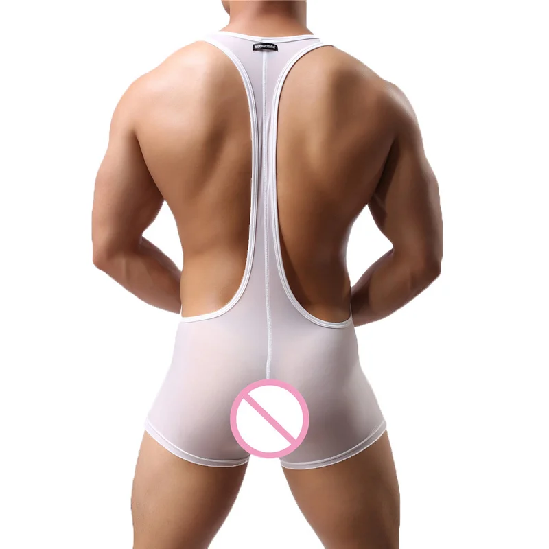 Мужские боди ультра тонкое шелковое сексуальное нижнее белье прозрачное Мужское