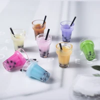 10pcspack mixed bubble tea milk tea resin earring charms for earring keychain necklace pendant jewlery findings phone charm