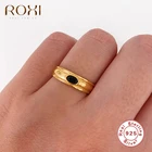 ROXI модные открытые кольца с черным Цирконом для женщин и мужчин, кольца на палец для вечеринки, Настоящее серебро 925 пробы, кольцо, ювелирные изделия