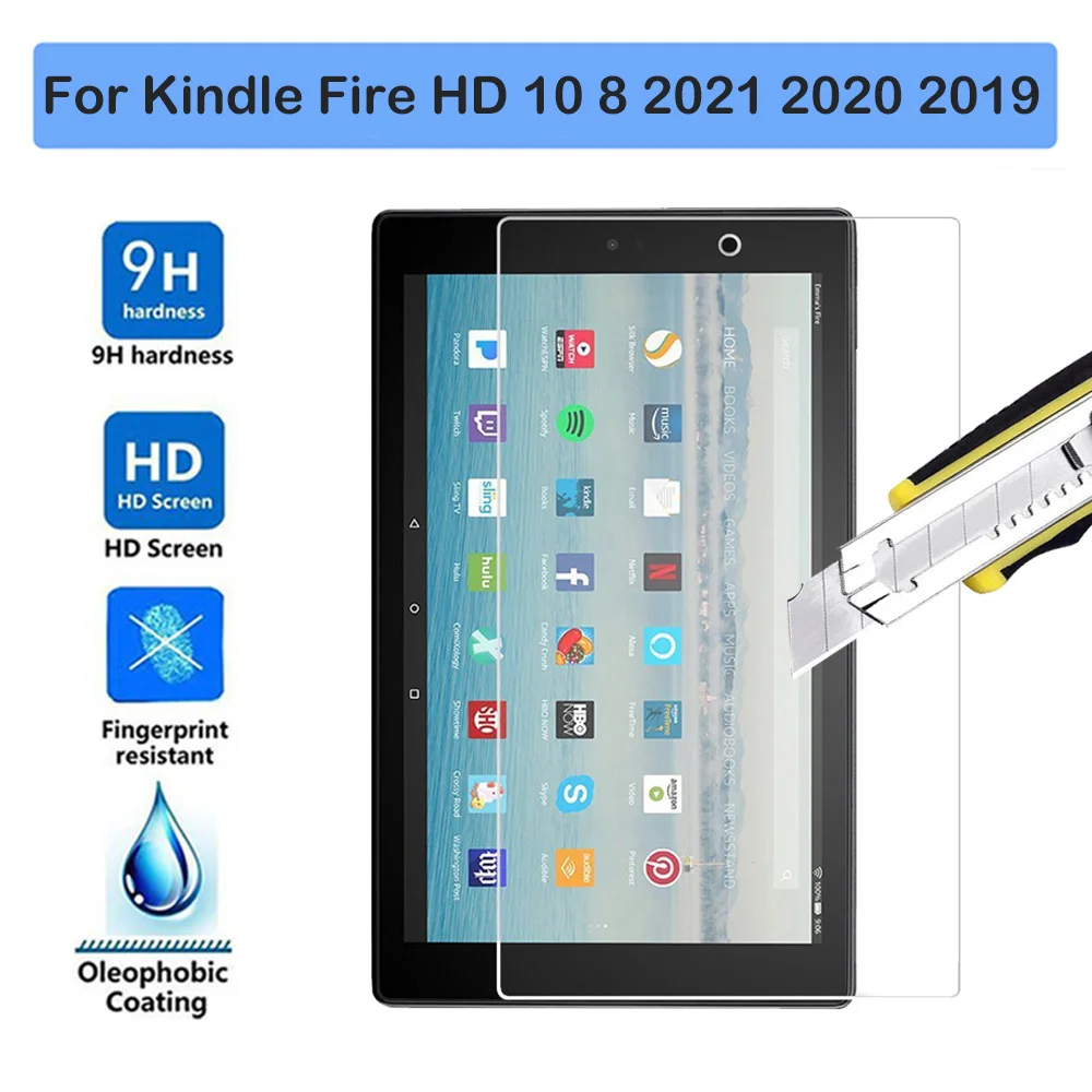 

2 шт. Противоударная пленка для планшета Kindle Fire HD 10 8 2021 2020 2019 2015 HD10 Plus, Защитная пленка для экрана, закаленное стекло