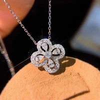 new water drop silver plate necklace clover design zircon clavicle chain female bride jewelry gift ladies necklace