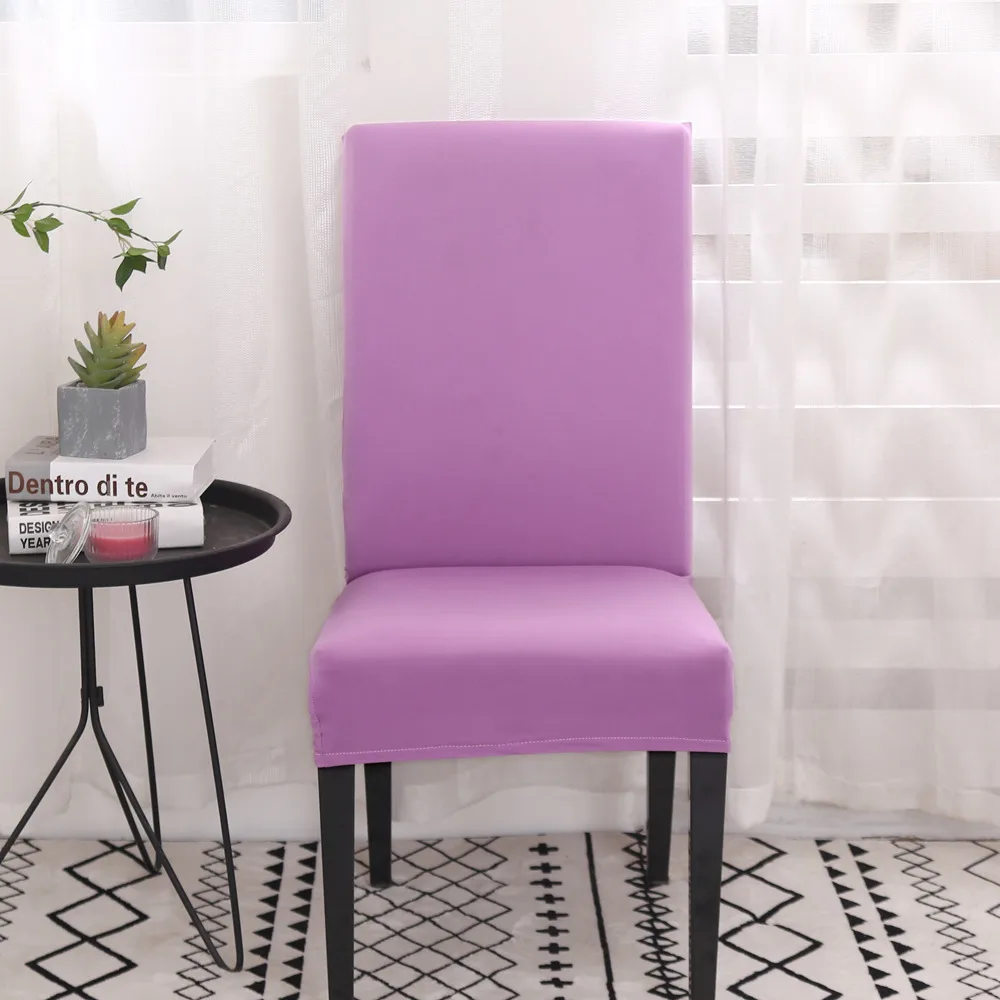 Light Purple Обеденный Свадебный компьютерный стул чехлы спандекс со спинкой сиденья растягивающиеся съемные накладки кухонные чехлы на стулья для банкета - Цвет: Light Purple