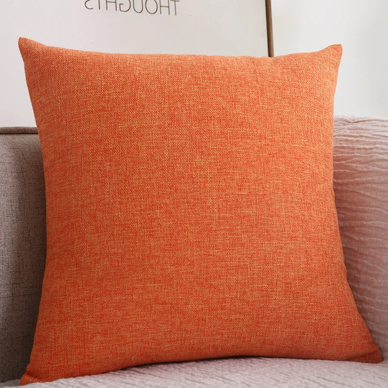 

Plain Cotton Linen Sofa Cushion Thicken Square Cushion Solid Color Linen Pillow Living Room Backrest Pillow Cushion Cover