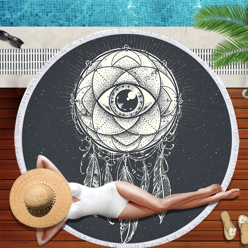Лидер продаж женское пляжное полотенце с мандалой цветное круглое банное Ловец
